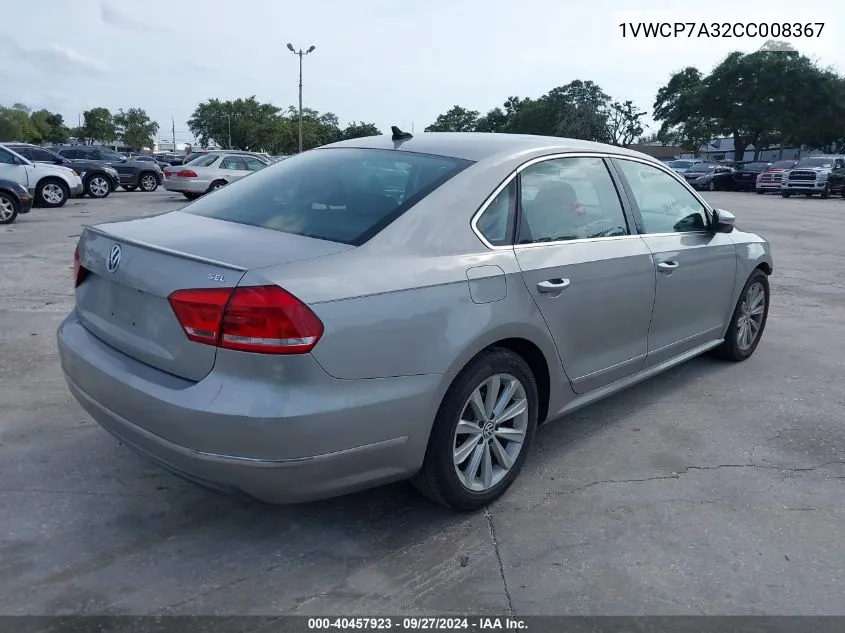 2012 Volkswagen Passat 2.5L Sel Premium VIN: 1VWCP7A32CC008367 Lot: 40457923