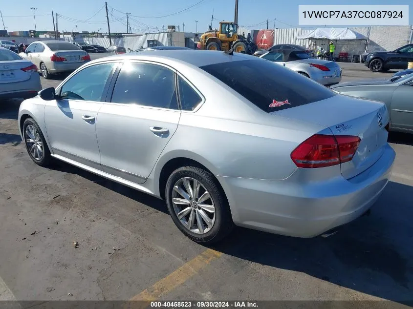 2012 Volkswagen Passat 2.5L Sel Premium VIN: 1VWCP7A37CC087924 Lot: 40458523