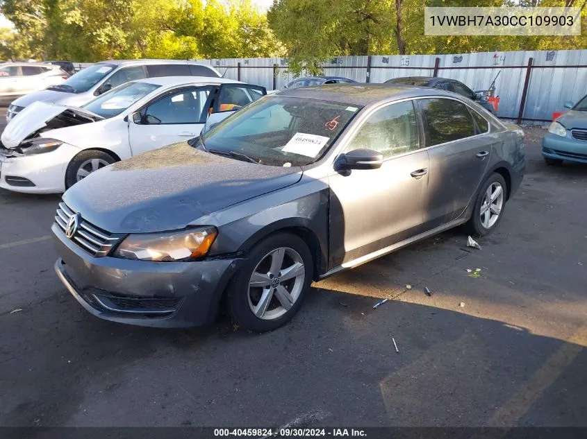 2012 Volkswagen Passat Se VIN: 1VWBH7A30CC109903 Lot: 40459824