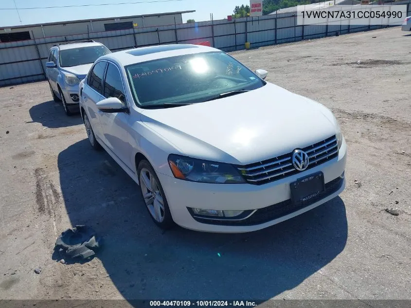 2012 Volkswagen Passat Sel VIN: 1VWCN7A31CC054990 Lot: 40470109