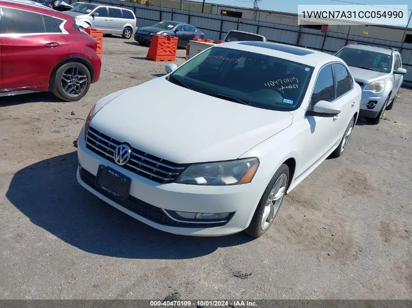 2012 Volkswagen Passat Sel VIN: 1VWCN7A31CC054990 Lot: 40470109