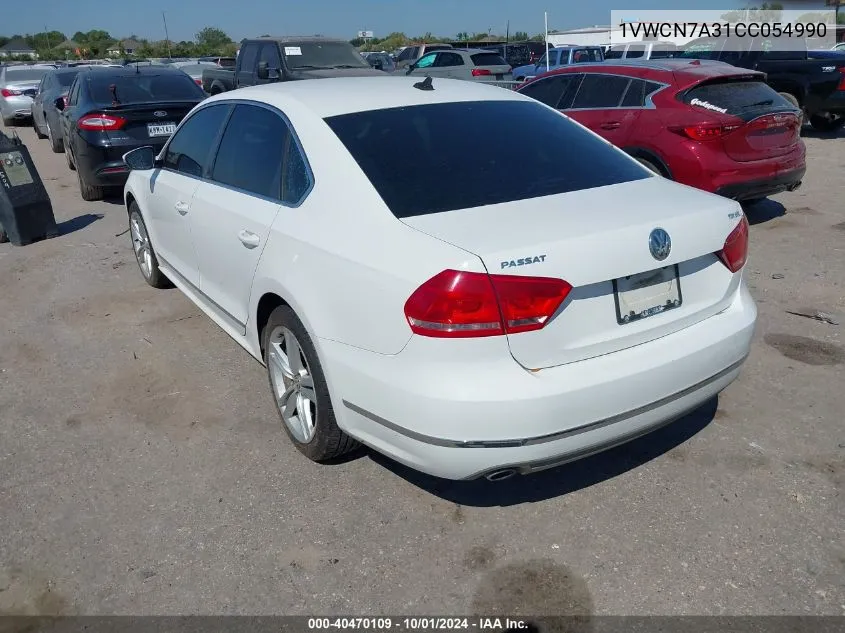 2012 Volkswagen Passat Sel VIN: 1VWCN7A31CC054990 Lot: 40470109