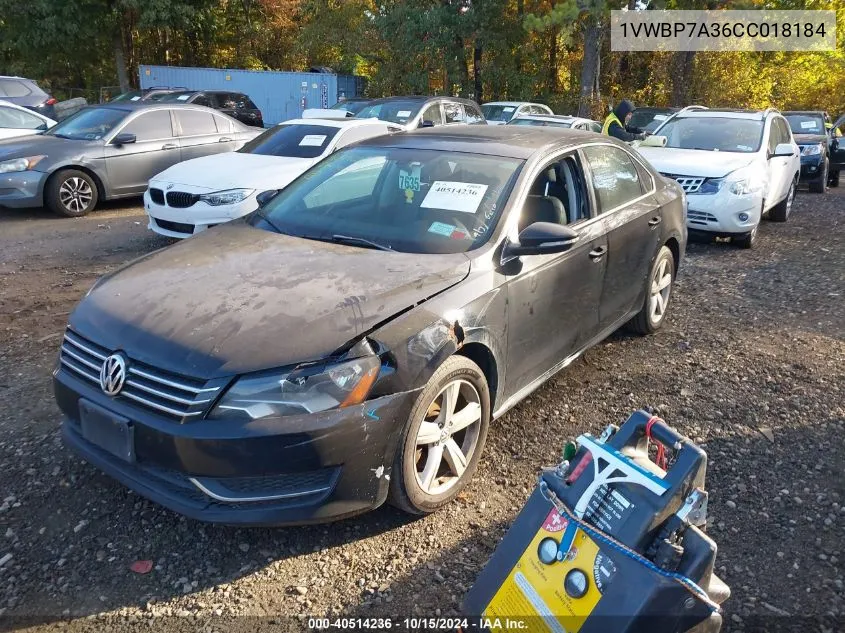 2012 Volkswagen Passat 2.5L Se VIN: 1VWBP7A36CC018184 Lot: 40514236