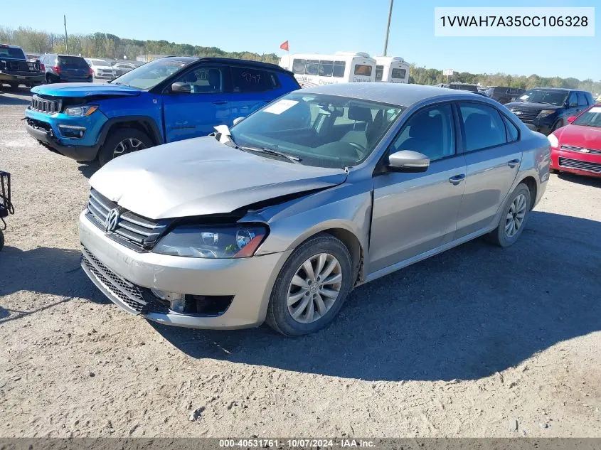 2012 Volkswagen Passat S VIN: 1VWAH7A35CC106328 Lot: 40531761