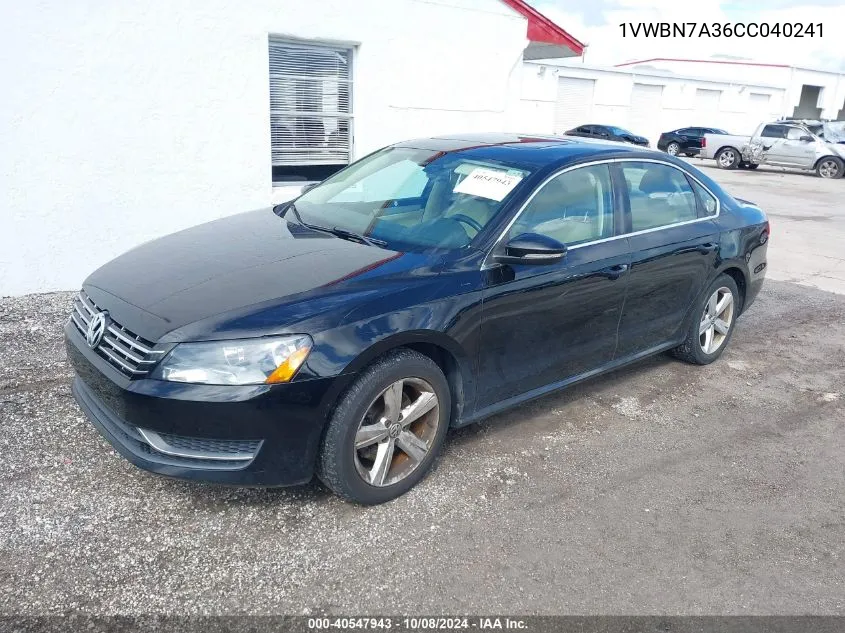 1VWBN7A36CC040241 2012 Volkswagen Passat 2.0L Tdi Se