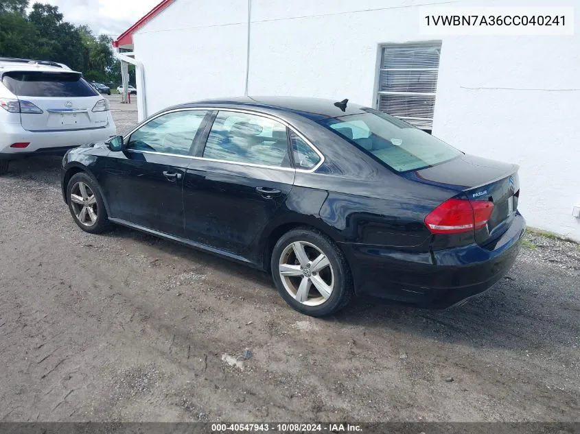 1VWBN7A36CC040241 2012 Volkswagen Passat 2.0L Tdi Se