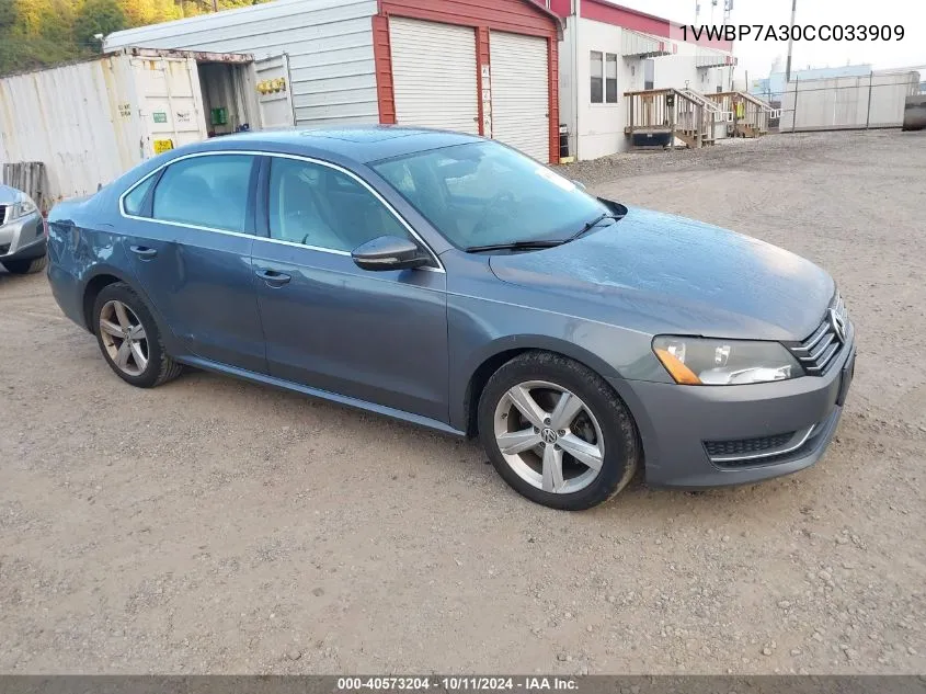 2012 Volkswagen Passat 2.5L Se VIN: 1VWBP7A30CC033909 Lot: 40573204