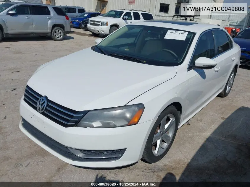 2012 Volkswagen Passat 2.5L Se VIN: 1VWBH7A31CC049808 Lot: 40576625