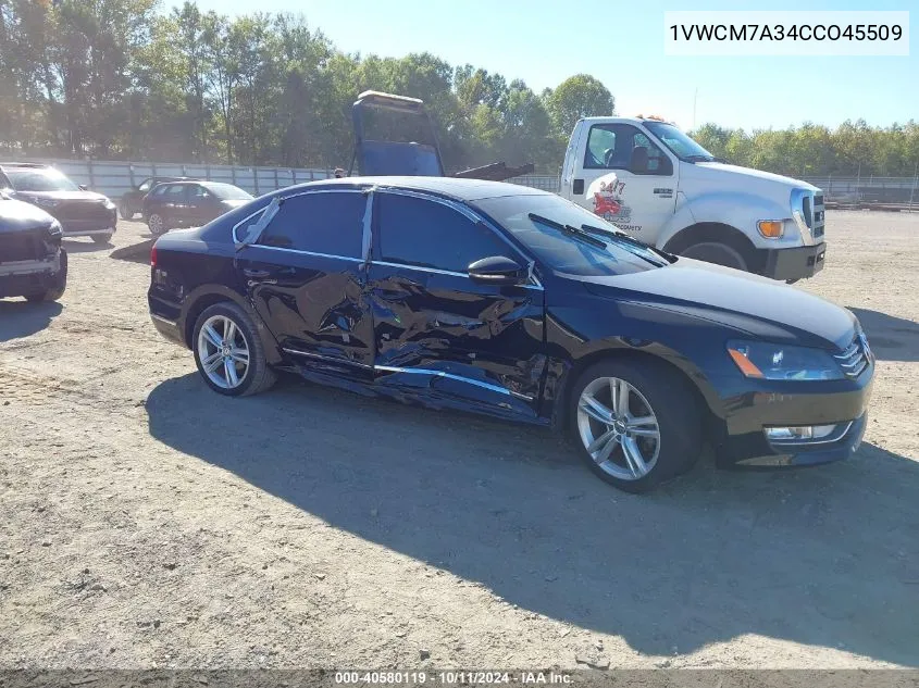 2012 Volkswagen Passat Sel VIN: 1VWCM7A34CCO45509 Lot: 40580119