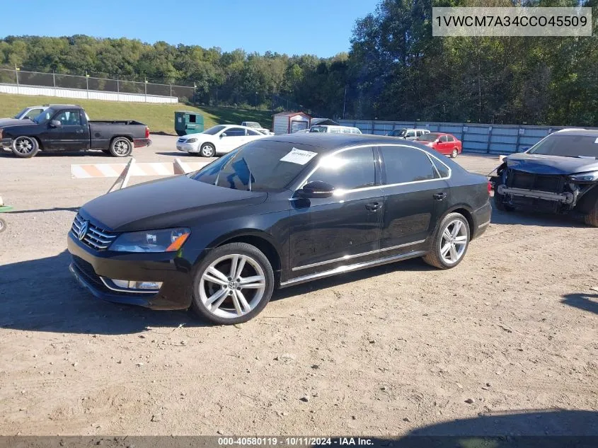 2012 Volkswagen Passat Sel VIN: 1VWCM7A34CCO45509 Lot: 40580119