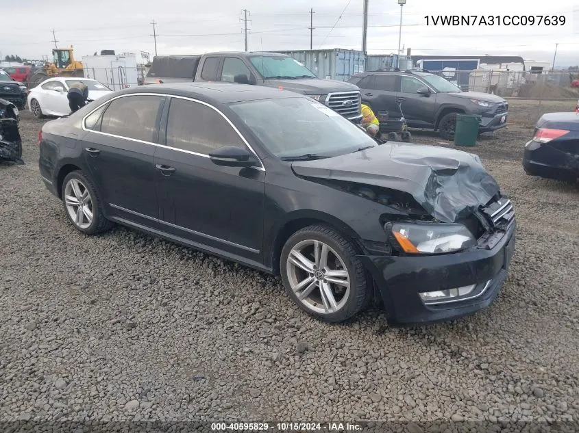 2012 Volkswagen Passat 2.0L Tdi Se VIN: 1VWBN7A31CC097639 Lot: 40595829