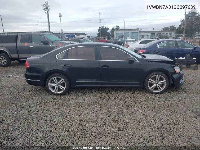 2012 Volkswagen Passat 2.0L Tdi Se VIN: 1VWBN7A31CC097639 Lot: 40595829