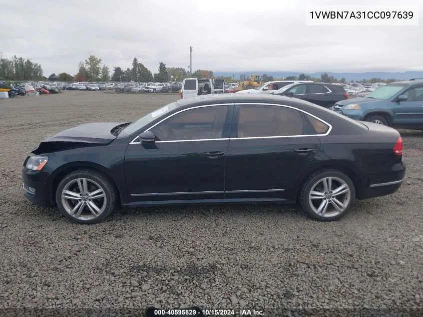 2012 Volkswagen Passat 2.0L Tdi Se VIN: 1VWBN7A31CC097639 Lot: 40595829