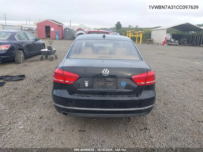 2012 Volkswagen Passat 2.0L Tdi Se VIN: 1VWBN7A31CC097639 Lot: 40595829