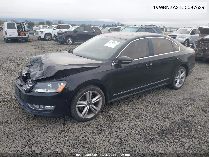 2012 Volkswagen Passat 2.0L Tdi Se VIN: 1VWBN7A31CC097639 Lot: 40595829