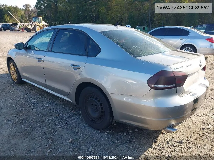 1VWAP7A36CC039662 2012 Volkswagen Passat 2.5L S