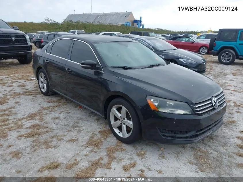 2012 Volkswagen Passat 2.5L Se VIN: 1VWBH7A32CC009124 Lot: 40643951