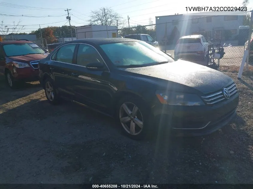 2012 Volkswagen Passat Se VIN: 1VWBH7A32CC029423 Lot: 40655208