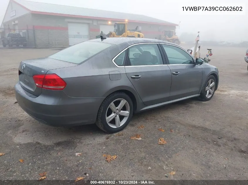 2012 Volkswagen Passat 2.5L Se VIN: 1VWBP7A39CC062602 Lot: 40676932