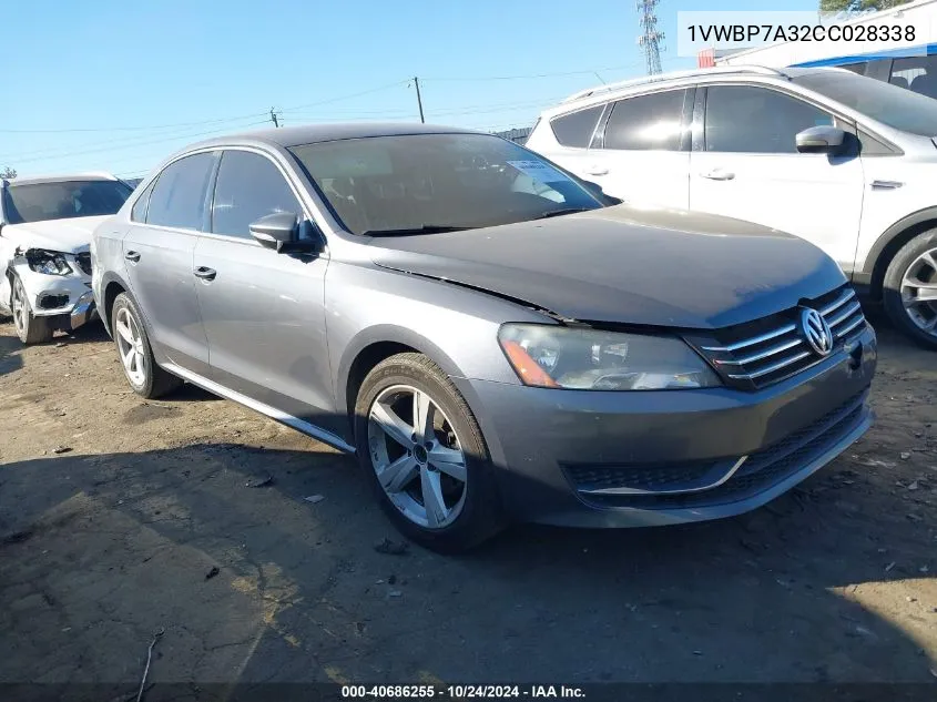 2012 Volkswagen Passat 2.5L Se VIN: 1VWBP7A32CC028338 Lot: 40686255