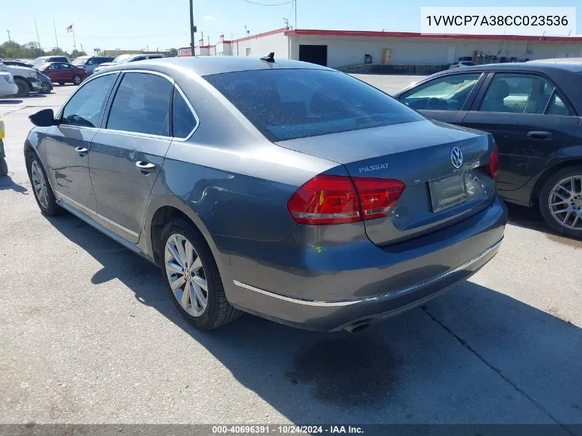 2012 Volkswagen Passat 2.5L Sel VIN: 1VWCP7A38CC023536 Lot: 40696391