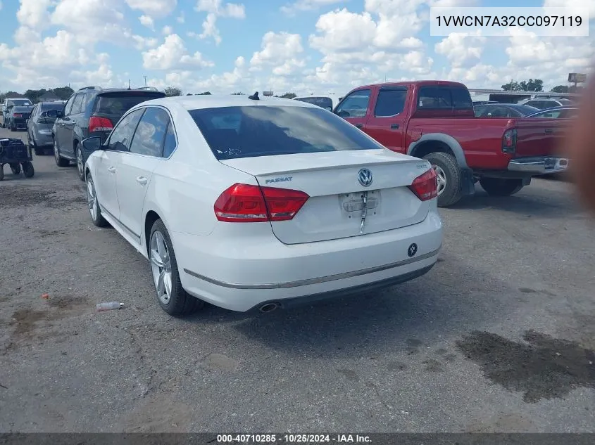 2012 Volkswagen Passat 2.0L Tdi Sel Premium VIN: 1VWCN7A32CC097119 Lot: 40710285