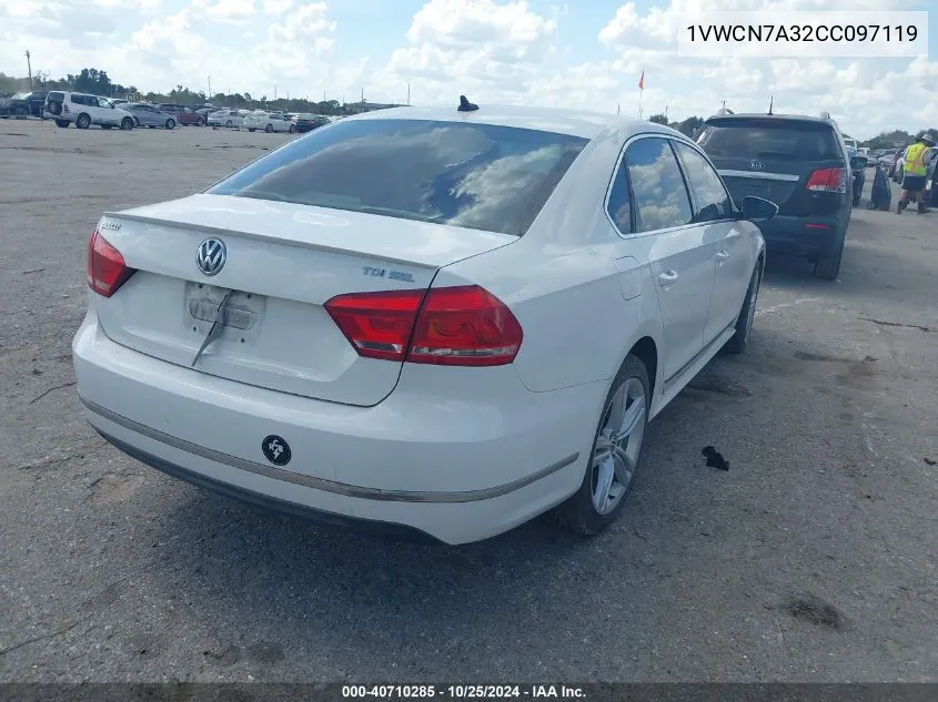 2012 Volkswagen Passat 2.0L Tdi Sel Premium VIN: 1VWCN7A32CC097119 Lot: 40710285