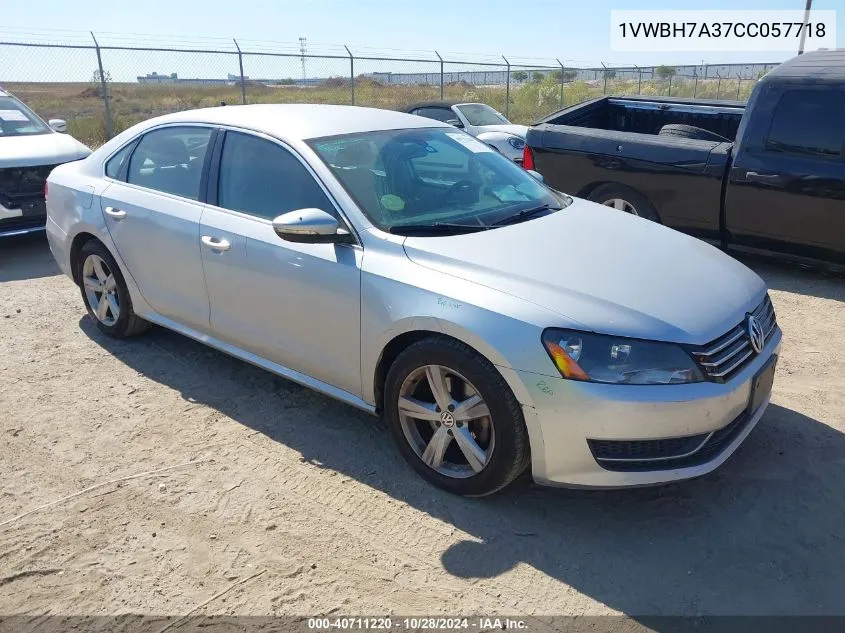 2012 Volkswagen Passat 2.5L Se VIN: 1VWBH7A37CC057718 Lot: 40711220