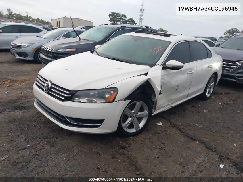 2012 Volkswagen Passat 2.5L Se VIN: 1VWBH7A34CC096945 Lot: 40748064