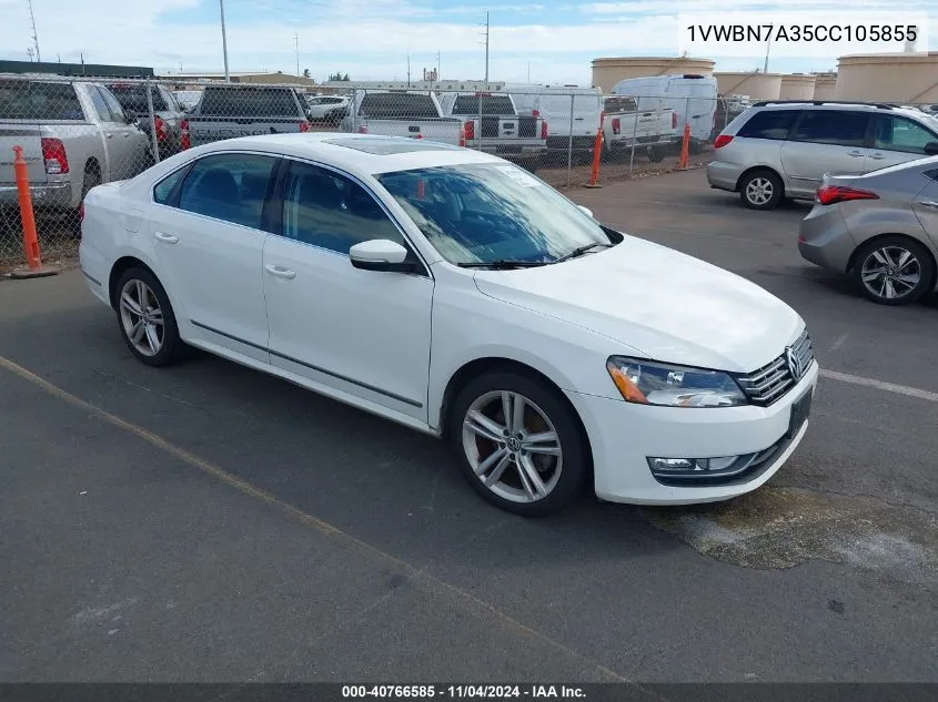 2012 Volkswagen Passat 2.0L Tdi Se VIN: 1VWBN7A35CC105855 Lot: 40766585