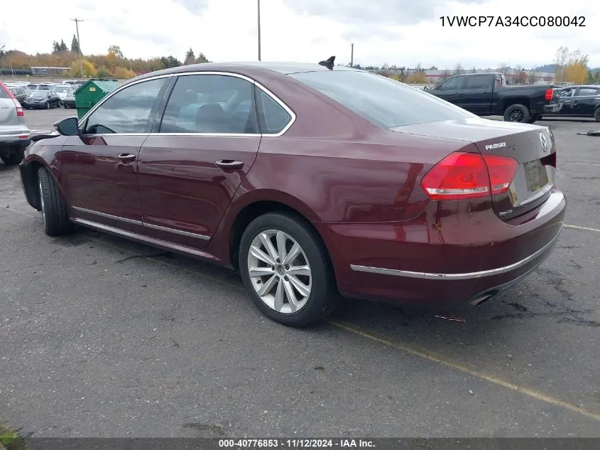 2012 Volkswagen Passat 2.5L Sel Premium VIN: 1VWCP7A34CC080042 Lot: 40776853