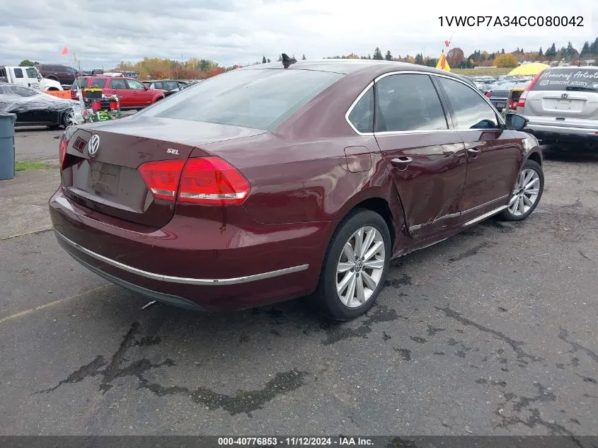 2012 Volkswagen Passat 2.5L Sel Premium VIN: 1VWCP7A34CC080042 Lot: 40776853