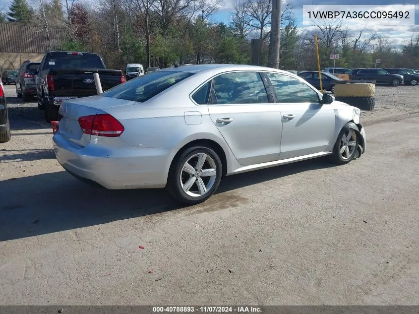 2012 Volkswagen Passat 2.5L Se VIN: 1VWBP7A36CC095492 Lot: 40788893