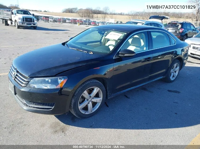 2012 Volkswagen Passat 2.5L Se VIN: 1VWBH7A37CC101829 Lot: 40790734