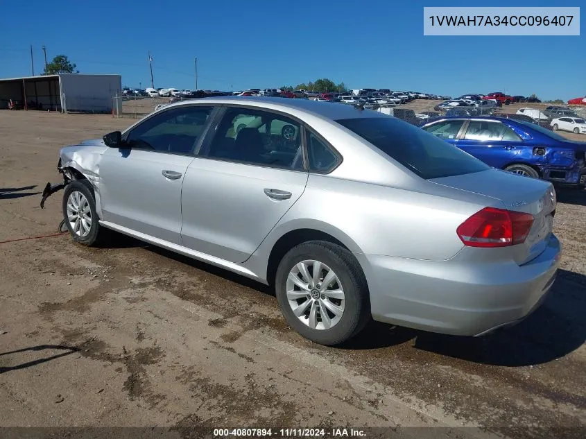 2012 Volkswagen Passat 2.5L S VIN: 1VWAH7A34CC096407 Lot: 40807894