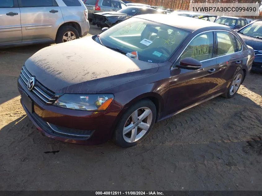 2012 Volkswagen Passat 2.5L Se VIN: 1VWBP7A30CC099490 Lot: 40812511