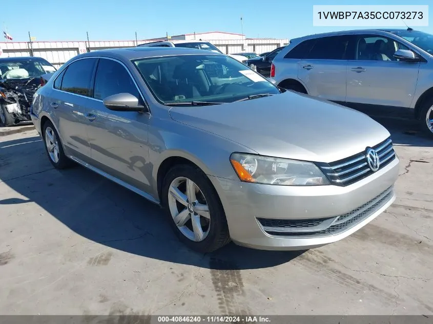 2012 Volkswagen Passat 2.5L Se VIN: 1VWBP7A35CC073273 Lot: 40846240