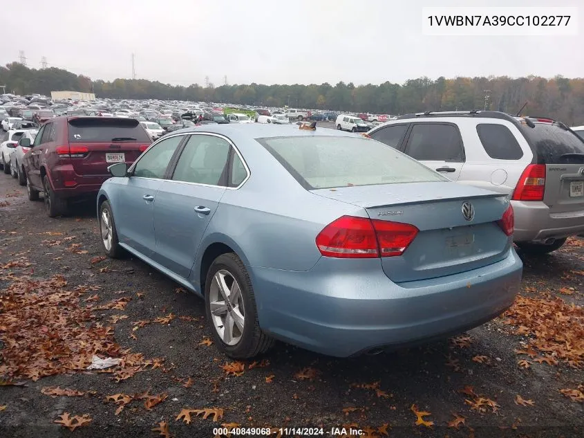 2012 Volkswagen Passat 2.0L Tdi Se VIN: 1VWBN7A39CC102277 Lot: 40849068