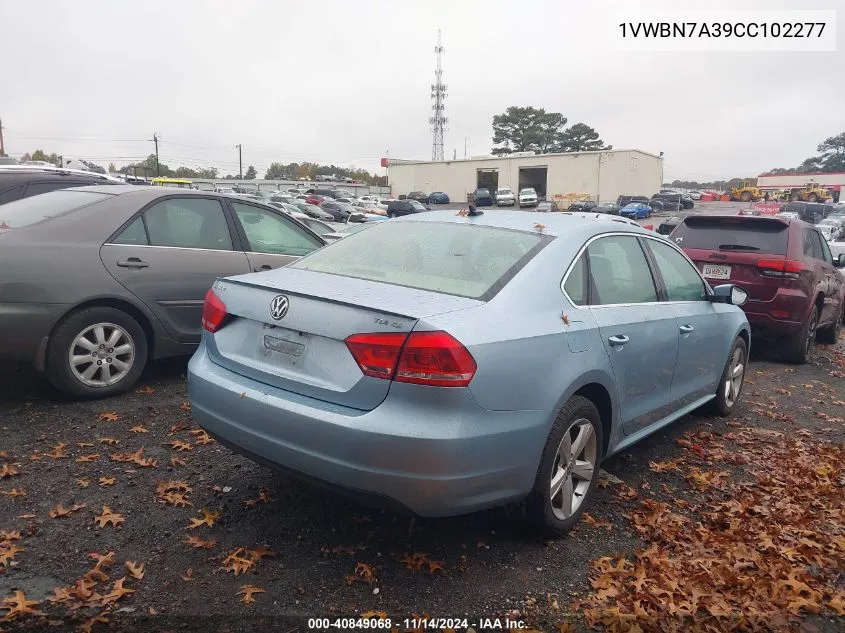 2012 Volkswagen Passat 2.0L Tdi Se VIN: 1VWBN7A39CC102277 Lot: 40849068