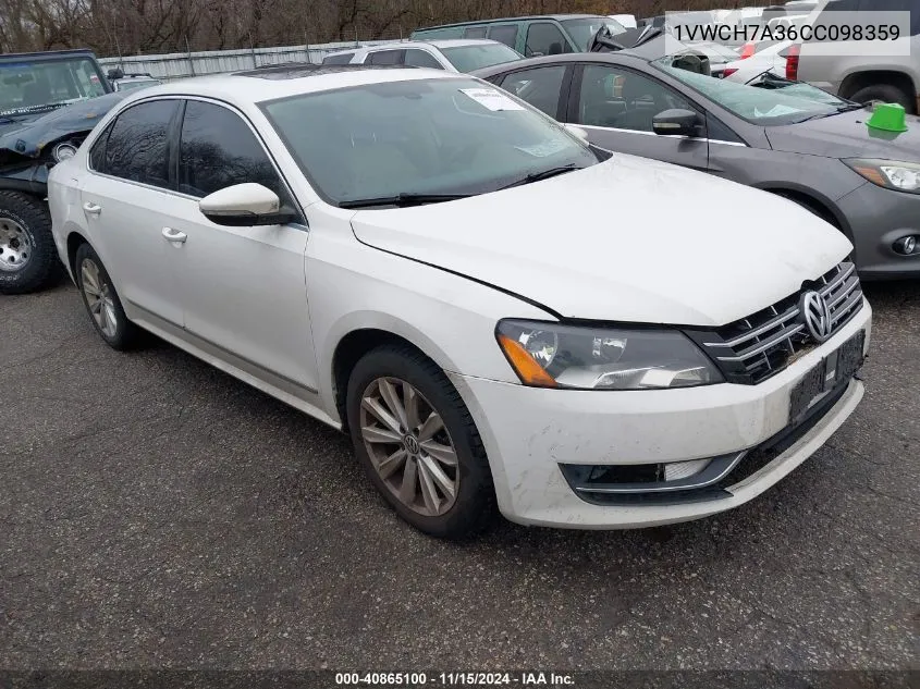 2012 Volkswagen Passat Sel VIN: 1VWCH7A36CC098359 Lot: 40865100