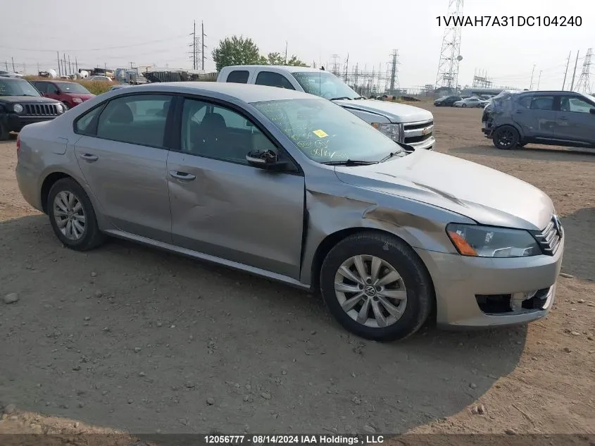 1VWAH7A31DC104240 2013 Volkswagen Passat