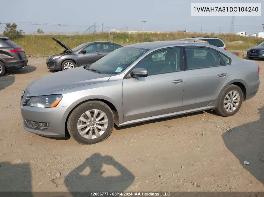 1VWAH7A31DC104240 2013 Volkswagen Passat