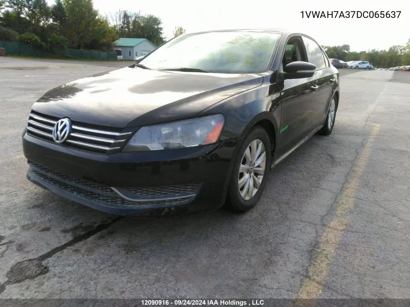 2013 Volkswagen Passat S VIN: 1VWAH7A37DC065637 Lot: 12090916