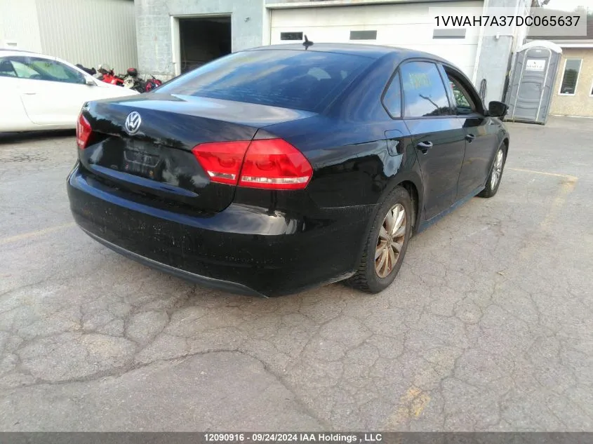 2013 Volkswagen Passat S VIN: 1VWAH7A37DC065637 Lot: 12090916