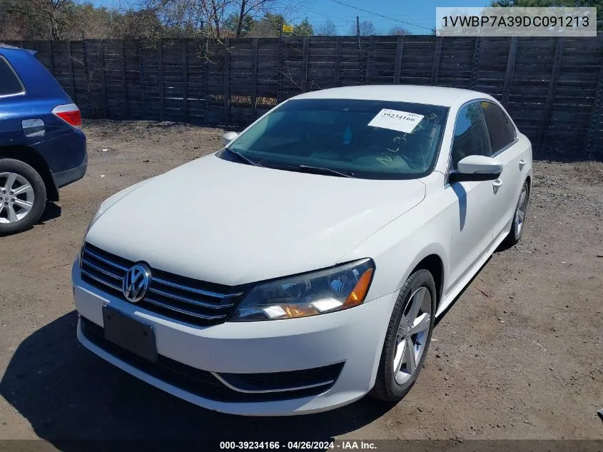 2013 Volkswagen Passat 2.5L Se VIN: 1VWBP7A39DC091213 Lot: 39234166