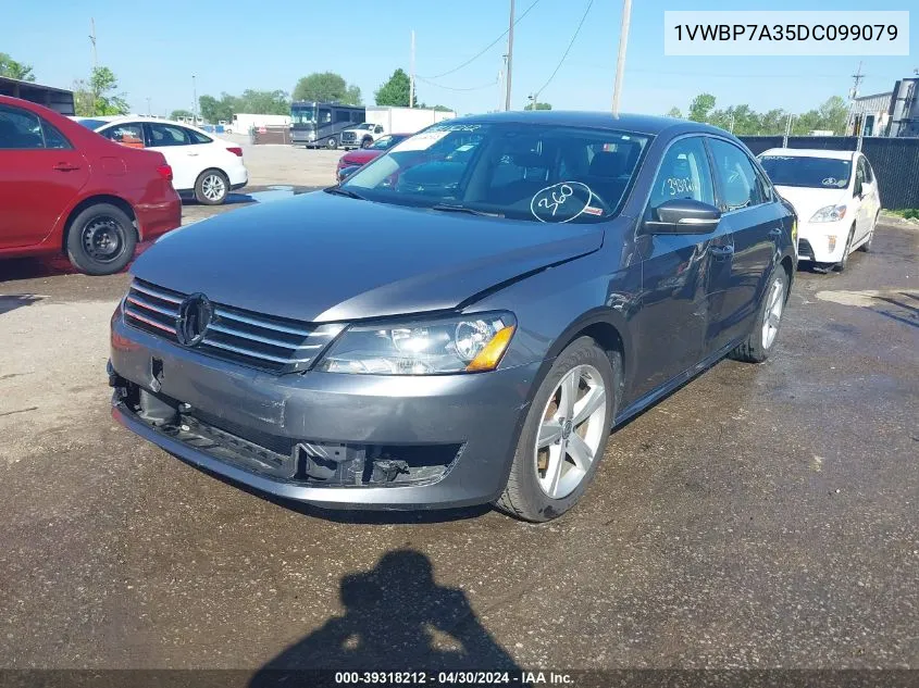 2013 Volkswagen Passat 2.5L Se VIN: 1VWBP7A35DC099079 Lot: 39318212