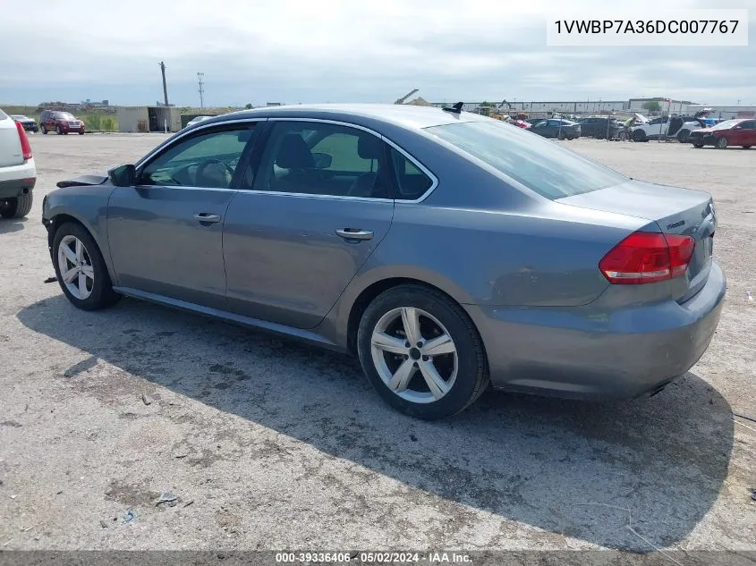 1VWBP7A36DC007767 2013 Volkswagen Passat 2.5L Se