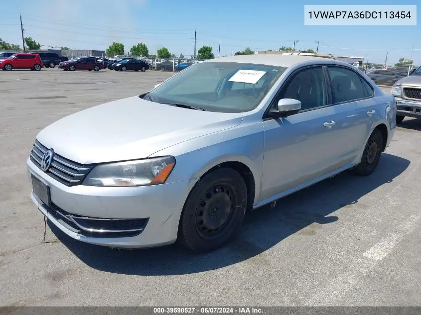 2013 Volkswagen Passat 2.5L S VIN: 1VWAP7A36DC113454 Lot: 39590527