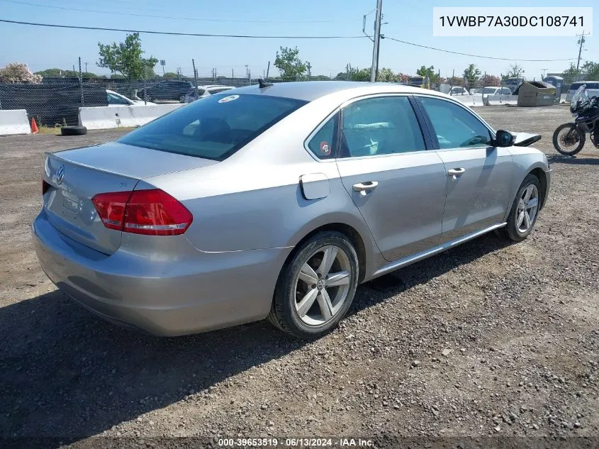 2013 Volkswagen Passat 2.5L Se VIN: 1VWBP7A30DC108741 Lot: 39653519