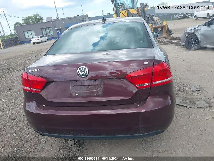 1VWBP7A38DC092014 2013 Volkswagen Passat 2.5L Se